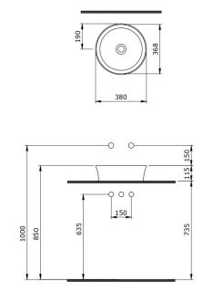 Раковина Berges EGO SL 181061 38см серый матовый